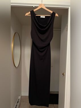 Black Sleeveless Cowl Neck Midi GUIZIO Cara Dress
